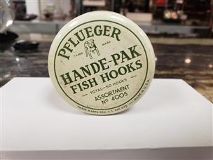 VINTAGE PFLUEGER HANDE-PAK FISH HOOKS TIN NO. 4005 & ANGLERS EDGE 12  ASSORTED FL For parts or not working | Buya